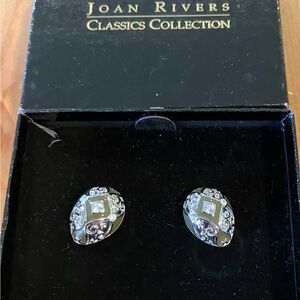 EUC never worn Joan Rivers Silver and Crystal Earrings Vintage Domed Egg Shape